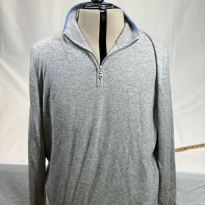 Neiman Marcus "Cloud" Cashmere XXL Gray/Blue Trim